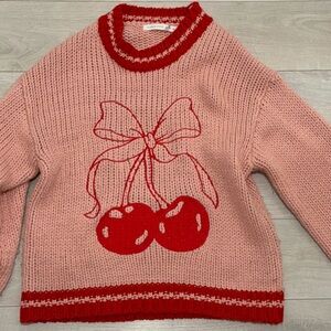 Pink and Red Cherry Sweater